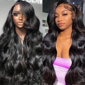 LARVOB 13x6 Body Wave Lace Front Wigs Human Hair 200 Density HD Lace Frontal Wigs Human Hair Pre Plucked 26 Inch Body Wave Glueless Wigs for Black Women