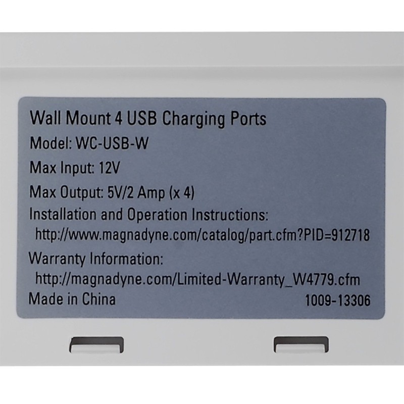 Magnadyne Wall Mount USB-A Charging Ports for RV & Vehicle