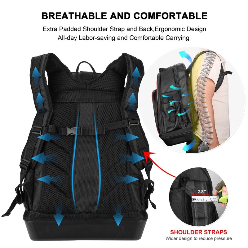 HAUTMEC Pro Tool Backpack,1680D Heavy Duty Tool Organizer Bag with