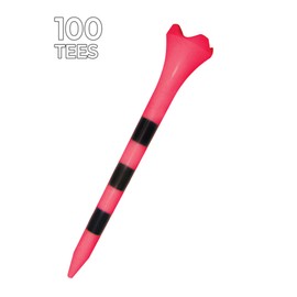 Pride Golf Tee Performance Plastic Golf Tees - 100 Count, 3-1/4 Inch - Citrus Pink - Striped for Consistency - Low Resistance Head Design