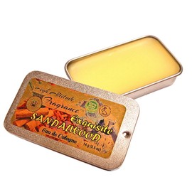 Exquisite SANDALWOOD Perfume - Eau de Cologne - Solid Balm - Aromatherapy Essential Oils (Santalum Album, Spruce, Amber, Palo Santo, Saffron, Wood) Natural Fragrance - Travel Party Favors Gifts -0.5oz