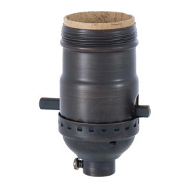 B&P Lamp® Brass Early Electric Style Lamp Socket, Antique Bronze Finish, Push-Thru, On/Off Function, Uno Thread Shell