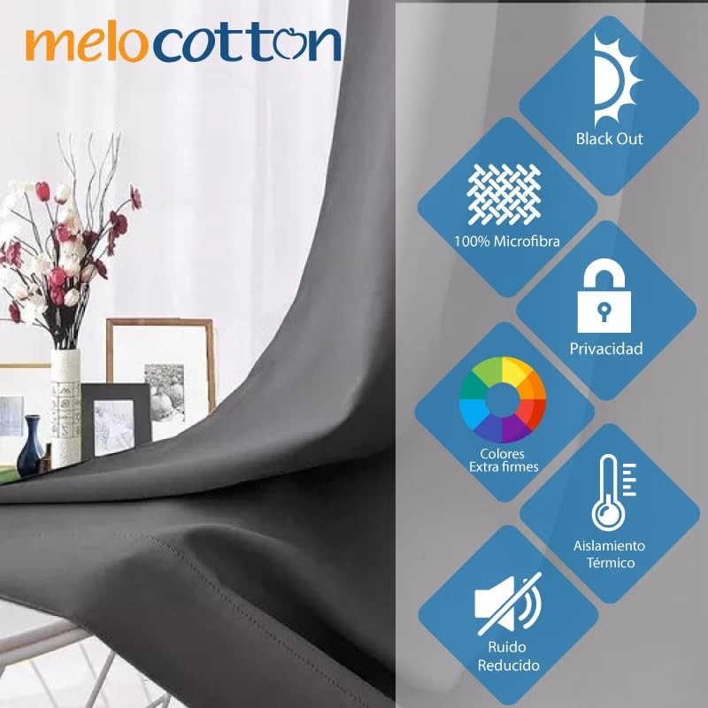 Melocotton Cortinas Blackout 275cm Ancho X 160cm Alto - En