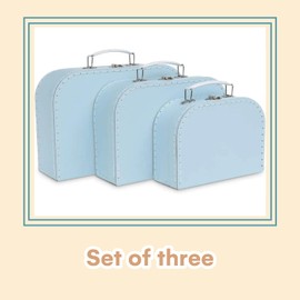 Jewelkeeper Cardboard Case, Set of 3 - Nesting Storage Gift Boxes for Birthdays, Weddings, Easter, Children's Rooms, Office, Decoration, Displays, Toys, Photos - Baby Blue Pastel Design