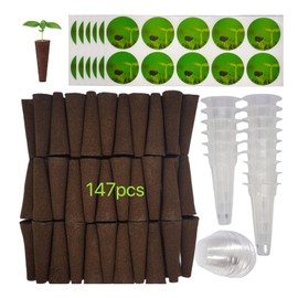Cusfele 147 pcs Seed Pod Kit for Aerogarden, Hydroponic Grow Anything Kit, 50 Grow Sponges, 50 Pod Labels, 12 Baskets, 12 Planting Domes