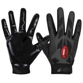 Graloky Football Gloves, Youth Football Gloves, Silicone Sticky Grip Football Gloves Men Women, Adult Football Gloves, Kids Football Gloves for Boys Girls, Football Receiver Gloves (Black, Youth M)