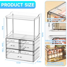 Acrylic Make Up Organizers for Vanity,Large 7 Drawers Skincare Organizer and Makeup Shelf Organizer,Clear Cosmetic Display Cases for Lotions,Cologne Perfume,Beauty Products Organization Drawers