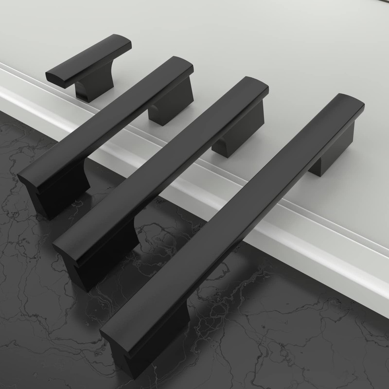 Amerdeco 10 Pack Matte Black Cabinet Pulls 4 Inch(102MM) Hole