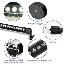 nanzgecc 36W LED Wall Washer Light Bar, 2FT 2700K Warm White Outdoor Wall Washer Lights, 120V Waterproof IP67 LED Light Bar for Outdoor, Plug-in (2 Pack)