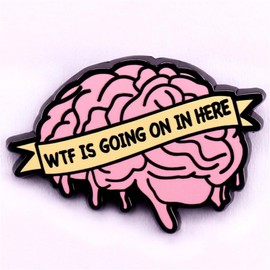 maiyixiang WTF-is Going on in Here Enamel Pin Brain Lapel Pin Funny Quote Enamel Pin Anatomy Badge Nursing Gifts for Coat Backpack Shirt Decoration Jewelry Fashion Gift For Friends Girls Boys Men