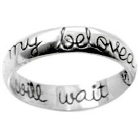 STERLING SILVER"I WILL WAIT FOR MY BELOVED" PURITY RING STYLE 481-SIZE 6
