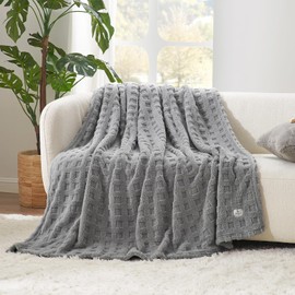 Cozy Bliss Soft Twin Size Waffle Blanket - Lightweight Cozy Blankets Gift for Women,Cute Checkered Throws Blanket for Bed, Couch and Sofa,Grey,60x80 Inches