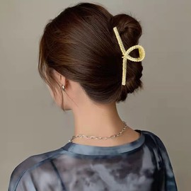 Metal Hair Claw, 3 Pcs Large Claw Clips for Thick Hair, Hair Claw Clips with Pearls and Rhinestone, Hair Styling Accessories for Women and Girls