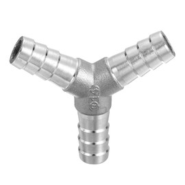 sourcing map 9/16" Y Shape Hose Barb Pipe Fitting, 304 Stainless Steel 3 Way Pipe Hose Pipe Fitting Adapter for Vacuum Systems, Industrial Pipe Connections, Silver