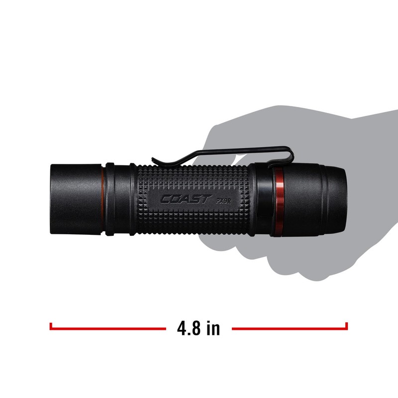 Coast PX9R Rechargeable LED Flashlight with Dual Optic Lighting, Pocket