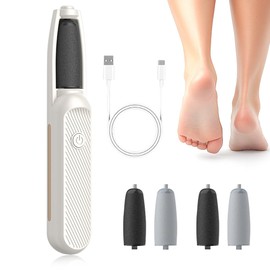 Hornhautentferner Elektrisch, Pediküre Set Fußpflege Elektrisch mit 4 Austauschbaren Fußfeilen, Wiederaufladbarer Hornhaut Entfernen Fuß, für Abgestorbene, Schwere, Trockene Haut an Den Fersen Weiß
