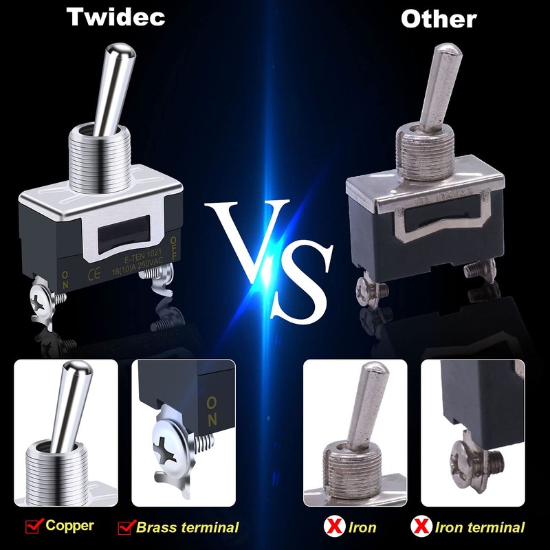 Twidec/3Pcs Heavy Duty Rocker Toggle Switch 16A 250V AC DPDT
