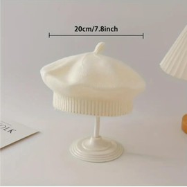 WUWYOUWL Beret Hat,Warm Beanie Cap Toddler Vintage Knit Hat Baby Cute Berets Spring Autumn Soft Kids Painter Hats for Little Girls Little Boys (UK, Age, One Size, Black)