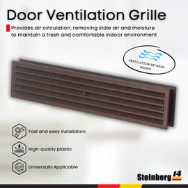 Steinberg14 Door Vent Cover - Two Sided Door Grille - Plastic Ventilation Grill - Door Vents for Interior Doors - Door Louver Vent - Door Air Vent Grill (Brown, 17.7x3.6 inch - with Screws)
