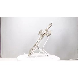 Rustic Western Silver Concho With Ornate Shell Pattern Wall Cross Decor Plaque