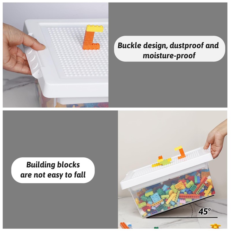 loobuu Plastic Storage Bins with Lids - 1 Set Stackable