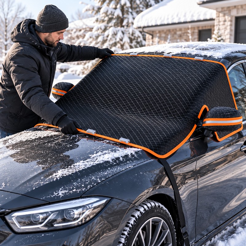 Car Windshield Snow Cover for Winter Protection – Magnetic Frost