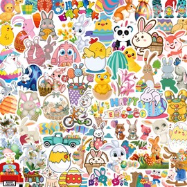 200+PCS Easter Stickers, Easter Bunny Egg Stickers for Kids Teens Adults, Cute Vinyl Easter Themed Stickers for Cards Water Bottles Laptop Guitar.