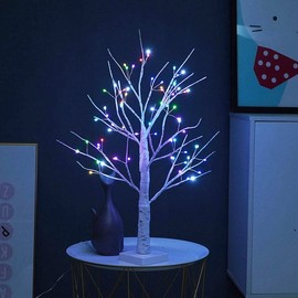 NXUEBDU Birch Tree with LED Lights, 2 feet 72 LED RGB Color Changing Light Up Branch Tree with Remote, Lighted Tabletop Tree Lamp for Chritmas Birthday Wedding Party Decoration