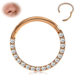 BodyBonita Hinge CZ Septum Piercing 316L Stainless Steel Nose Ring Hoop Earrings for Women 20G/18G/16G Cartilage Earrings Conch Helix Piercings Jewellery Rook Tragus Lobe Daith 6mm - 10mm, Stainless