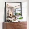 CIRCUMI Black Bathroom Mirror, 30"x36" Rectangular Mirror with Deep Metal