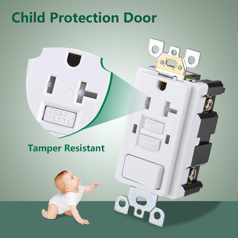 Wengart GFCI Outlet,2Pack,AC125V 20Amp Tamper Resistant GFCI Receptacle with Combination