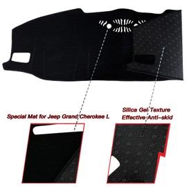 KEEGTBOX Cubierta para tapete de salpicadero para consola central interior personalizada compatible con Jeep Grand Cherokee L SUV 2021 2022 2023, accesorios (borde negro)
