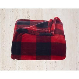The Big One Throw Blanket Plush Super Soft Warm Cozy for Living Room 60 x 72 inches Oversized (Red Black Buffalo Plaid)
