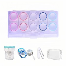YKuzLx 5 Pack Contact Lens Case, Contact Lens Case Travel with Wash Cleaner, with Toiletry Bag, with Applicator Tool