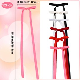 SOFPLATE 1 Box 12Pcs 6 Colors Small Bow Alligator Hair Clips Coquette Hair Barrettes Colorful Polyester Long Tail Headwear Styling Tools Tassel Ribbon Bowknot Hairclip for Party Wedding Daily Women