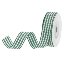DMiotech 5/8 Inch 10 Yards Gingham Ribbon, Checkered Ribbon Plaid Ribbon for Gift Wrapping Decoration Art Craft DIY, Moss Green