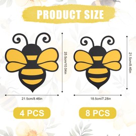 12pcs 3D Bee Stickers, 2 Sizes Honeybee Party Wall Decor Honey Bee Window Clings Ornaments Bumble 3D Stickers Decals Ideal Party Favors and Decorations for Crafts Home Office Parties