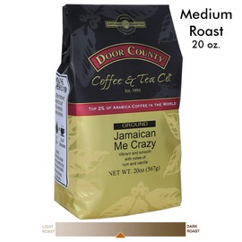 Door County Coffee, Jamaican Me Crazy, Rum & Vanilla Flavored Coffee, Medium Roast, Ground Coffee, 20 oz Bag