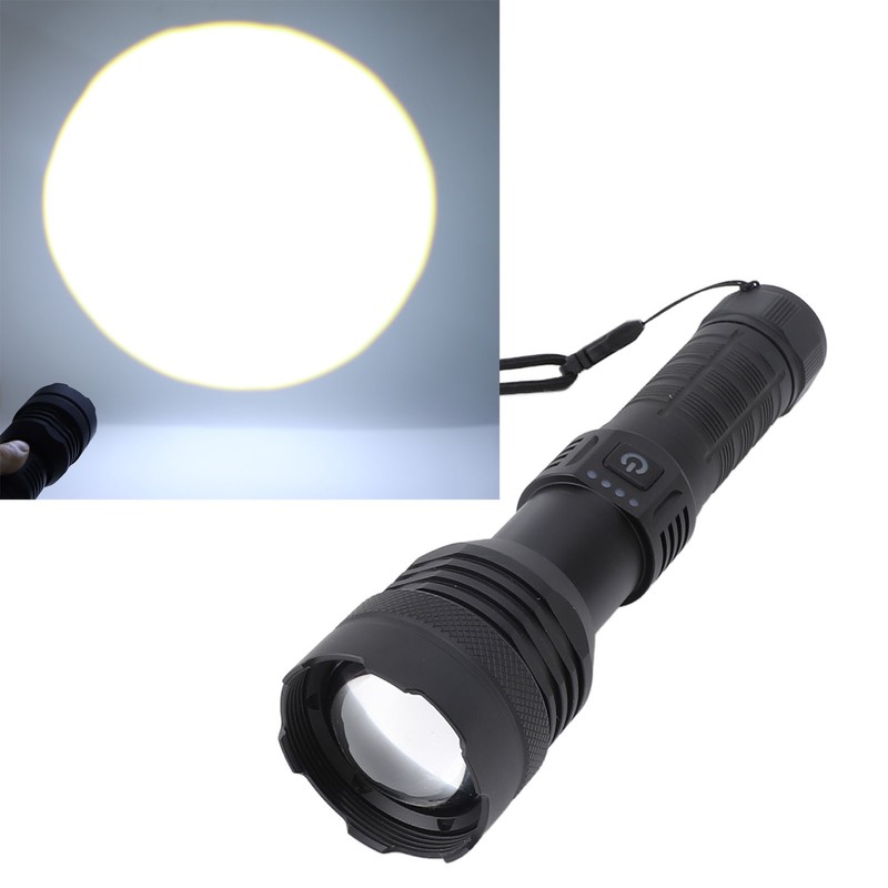 Super Bright Flashlight 30000lm Zoomable 2000m Range Support Power Output