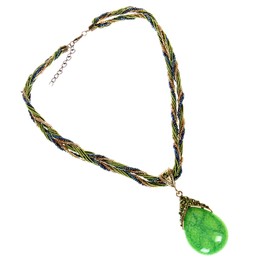 ODETOJOY Boho Necklace for Women Water Drop Colors Beads Bohemian Necklace Hand Woven Jewelry Statement Necklaces Boho Gemstone Pendant, Plastic, Pearl