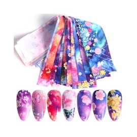 Easter Rabbit Egg Flower Star Butterfly Nail Foil Transfer Sticker 10Pcs 20X4Cm Xk123 Nail Wraps Stickers Manicure Supplies for Women Nails Full Long Lasting Easy Apply and Remove