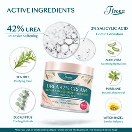 FIVONA 42% Urea Foot Cream for Thick, Rough Dry Skin - Maximum Strength Callus Softening with 2% Salicylic Acid, Tea Tree & Aloe Vera, 100g (3.5 oz) - Deep Moisturizing Foot Care