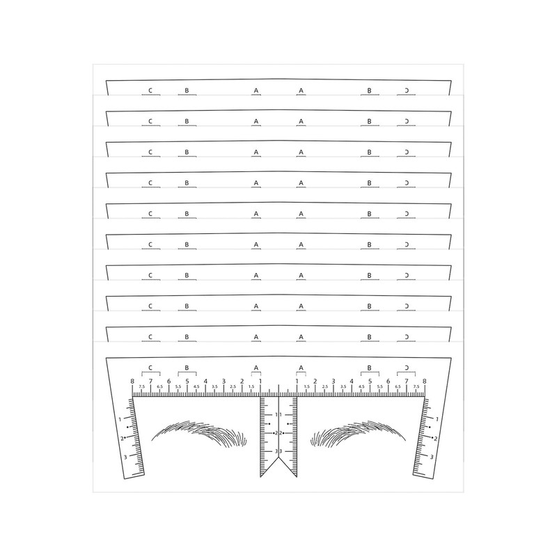 100PCS Eyebrow Ruler Stencils Clear Scale Transparent Adhesive Eyebrow Designer