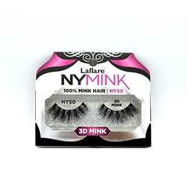 Laflare 3D NY Mink Eyelashes, 100% Real Mink Hair Lashes, Luxury Makeup, Natural, Light, Trendy, Variety, Reusable, Multi layered Real Mink Hair Lashes (NY50)