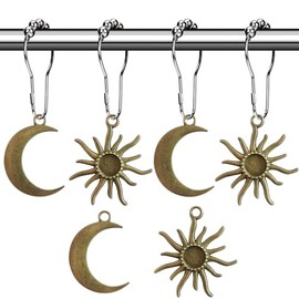 Ganchos para cortina de ducha celestial, anillos de mediados de siglo, abstractos, bohemios, minimalistas, clásico, bonitos ganchos de ducha, elegante fantasía mística, gótica, decoración de baño