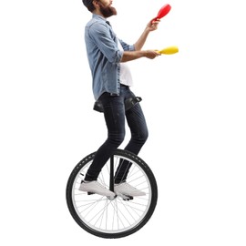 CRYBY Wheel Unicycle, 24" Outdoor Unicycle Leakproof Tire Wheel Cycling One Wheel Bike with 2 Pedals, 36 Spokes Adjustable Height Outdoor Sports Entertainment Exercise Unicycle, Weight Limit 176lbs