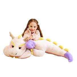 IKASA Giant Dragon Stuffed Animal Plush Toy,Large Dinosaur Big Jumbo Soft Toys,Huge Size Cute Plushy Fluffy Fat Oversized Plushie,Gifts for Kids Girls Boys Girlfriend (White, 30 Inches)