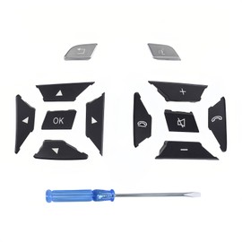 Steering Wheel Control Button Kit 2185400162 2185400262 Fits for Mercedes Ben A B C E G ML GL GLK GLA Class W204 X204 W212 W156 W246 W207 W117 W218(Silver and Black)