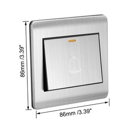 sourcing map Doorbell Push Button Switch Silver Tone Button AC 250 V 16 A Stainless Steel 86 mm x 86 mm