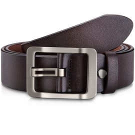 OVEYNERSIN Men Belt - 100% Genuine Leather casual Dress Belts Big Metal Buckle Adjustable Size designer Fashion Mens Belts For Jeans | shorts | Work Golf Best Gifts Black